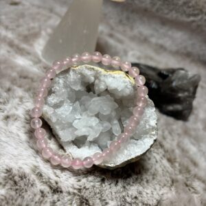 Armband - rozenkwarts kogel 6 mm