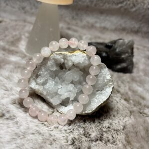 Armband - rozenkwarts kogel 8 mm
