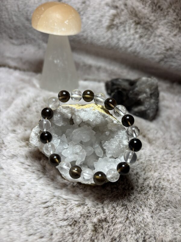 Armband - Rookkwarts & bergkristal kogel 8 mm