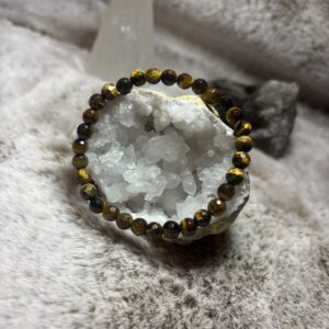 Armband - tijgeroog facet geslepen 6 mm