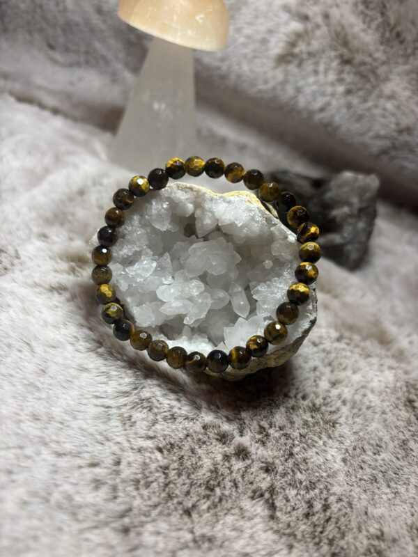 Armband - tijgeroog facet geslepen 6 mm